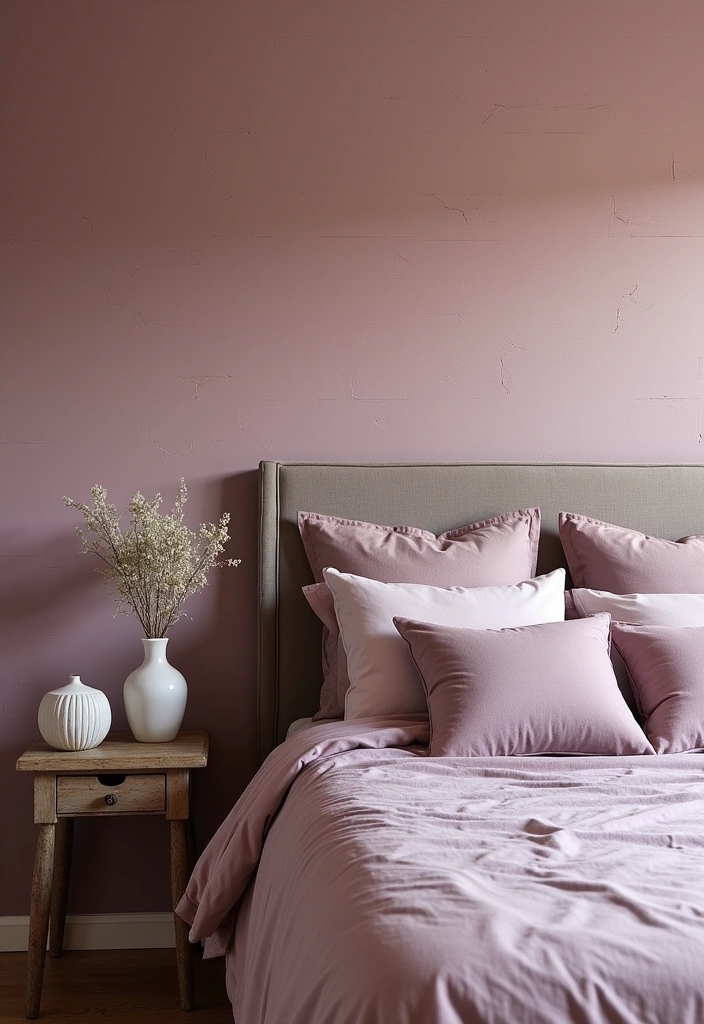 26 Mauve Bedroom Ideas That'll Transform Your Space into a Dreamy Retreat! - 17. Textured Mauve Wall Treatments