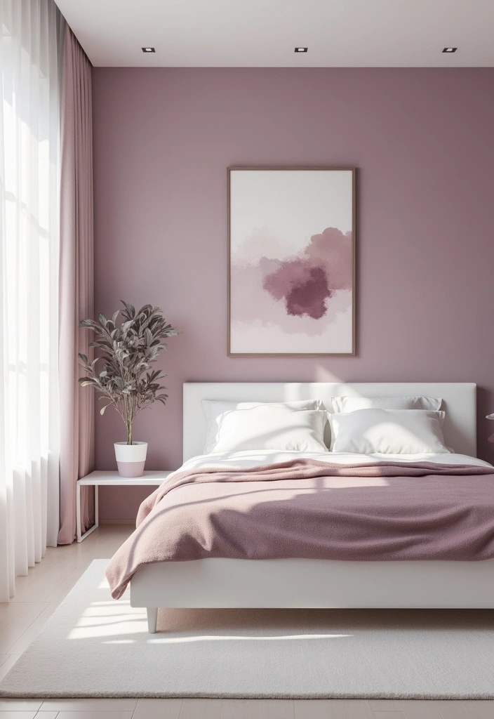 26 Mauve Bedroom Ideas That'll Transform Your Space into a Dreamy Retreat! - 2. Minimalist Mauve Vibes