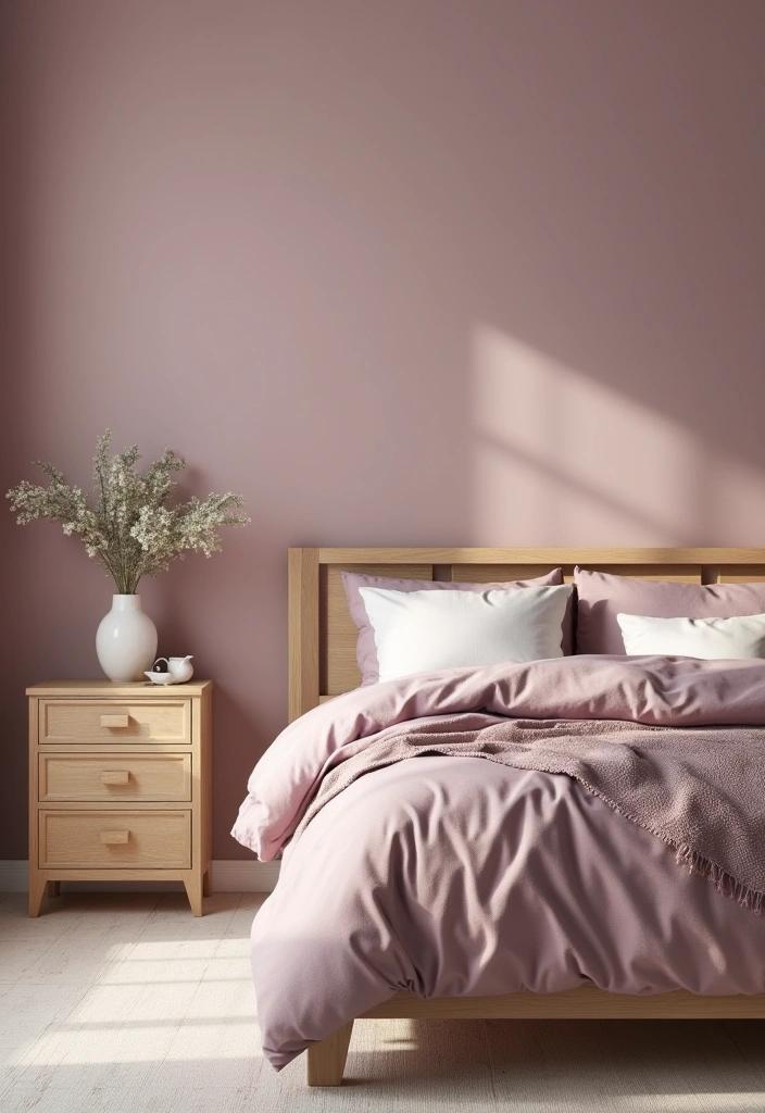 26 Mauve Bedroom Ideas That'll Transform Your Space into a Dreamy Retreat! - 7. Mauve with Natural Wood Elements