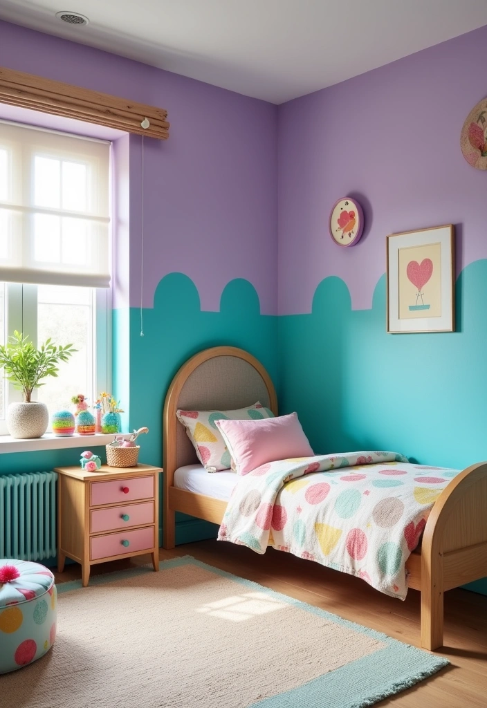 26 Two-Tone Paint Ideas to Elevate Any Room (You Won't Believe #15!) - 21. Bright Cyan and Soft Lavender