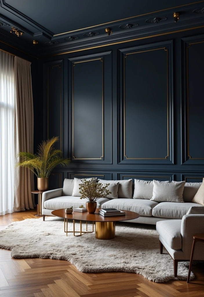 26 Two-Tone Paint Ideas to Elevate Any Room (You Won't Believe #15!) - 4. Dramatic Navy and Gold