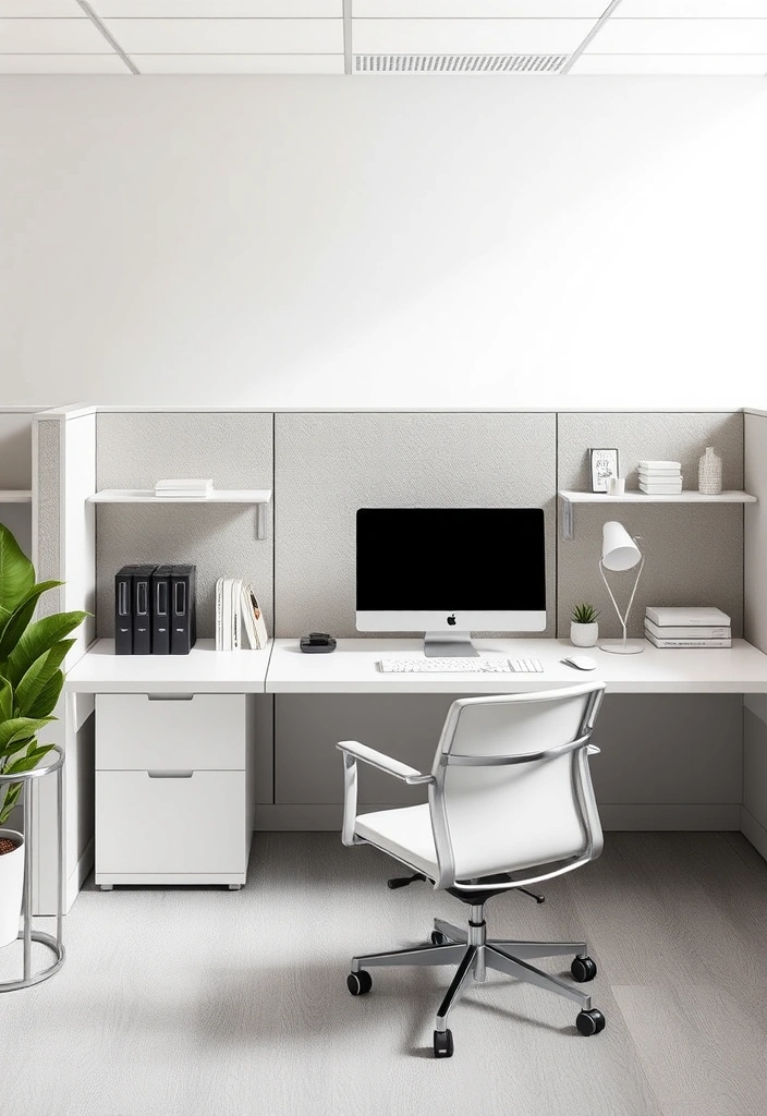 23 Cubicle Inspiration Ideas That'll Transform Your Work Life (And Impress Everyone!) - 13. Minimalist Approach: Less is More