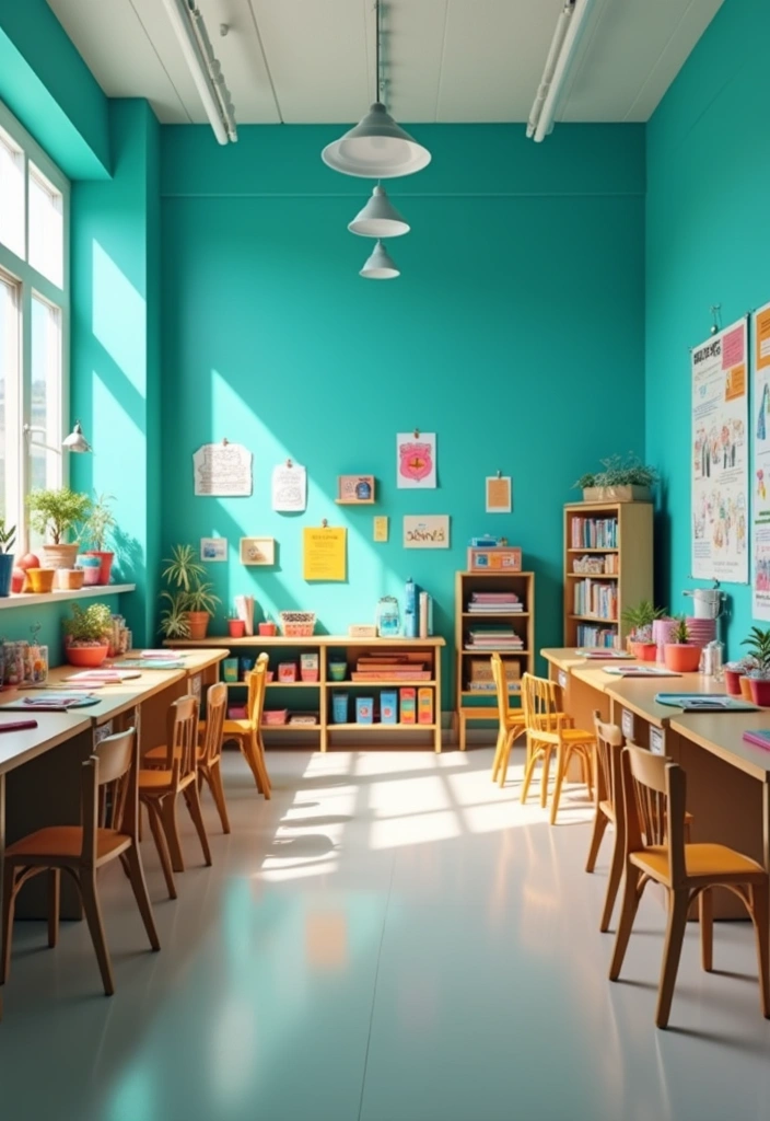 27 Best Paint Colors for a Classroom That Will Inspire Learning! - 13. Turquoise: Bold and Bright