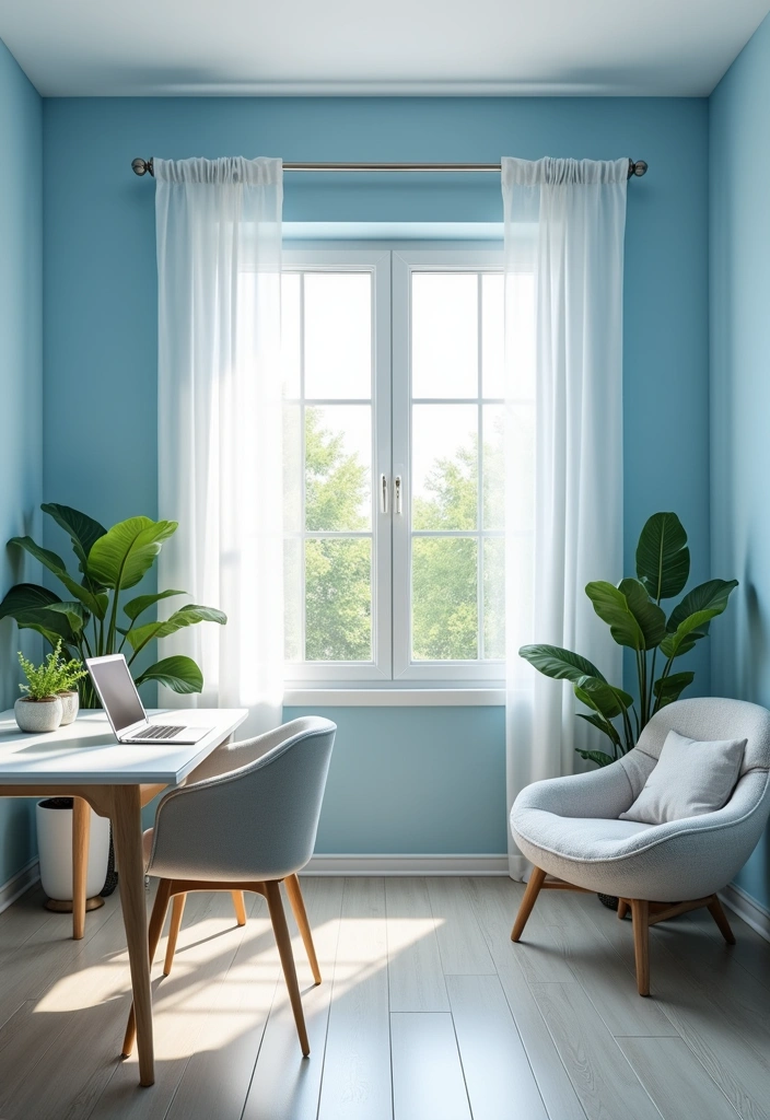 27 Best Paint Colors for an Office That'll Boost Your Productivity (You Won't Believe #15!) - 1. Serene Sky Blue