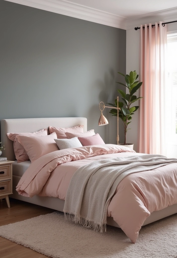 27 Two Colors Room Paint Ideas That'll Transform Your Space Instantly! - 13. Chic Gray and Blush