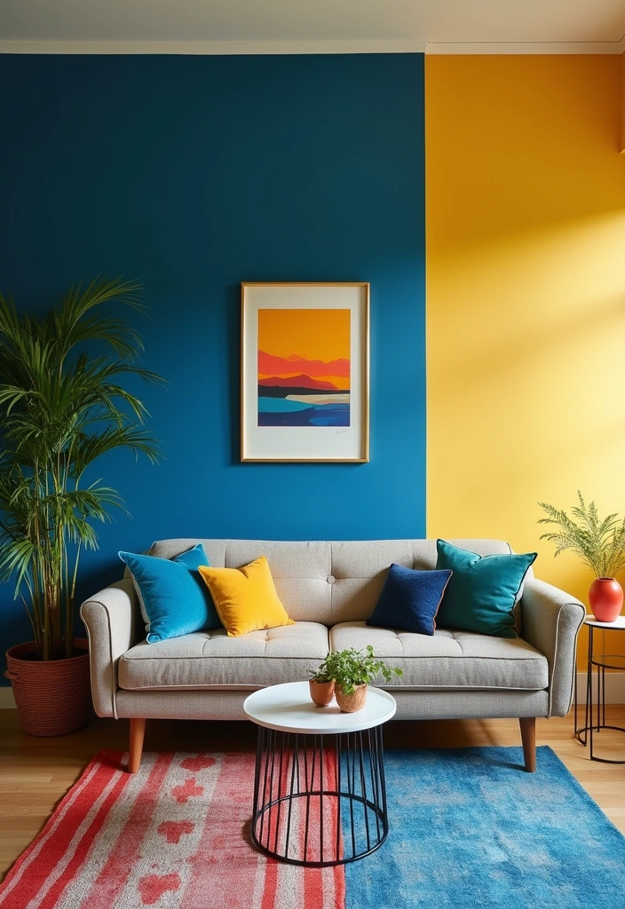 27 Two Colors Room Paint Ideas That'll Transform Your Space Instantly! - 19. Bold Indigo and Soft Yellow