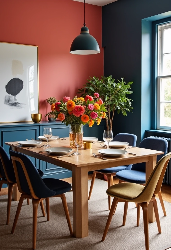 27 Two Colors Room Paint Ideas That'll Transform Your Space Instantly! - 3. Vibrant Coral and Navy