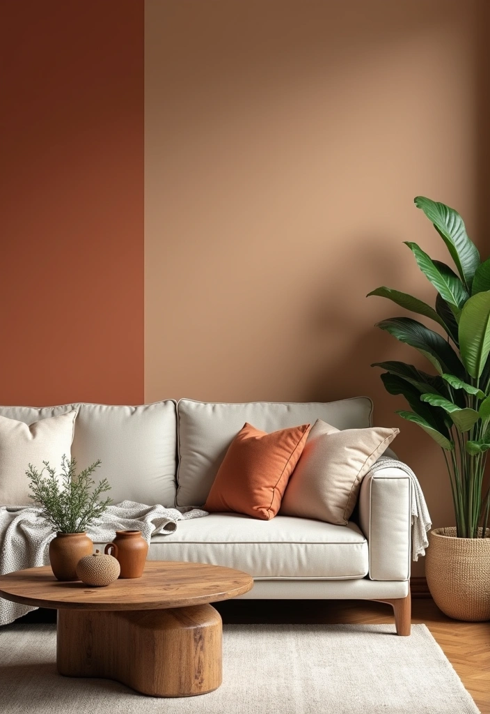 27 Two Colors Room Paint Ideas That'll Transform Your Space Instantly! - 7. Warm Terracotta and Soft Sand