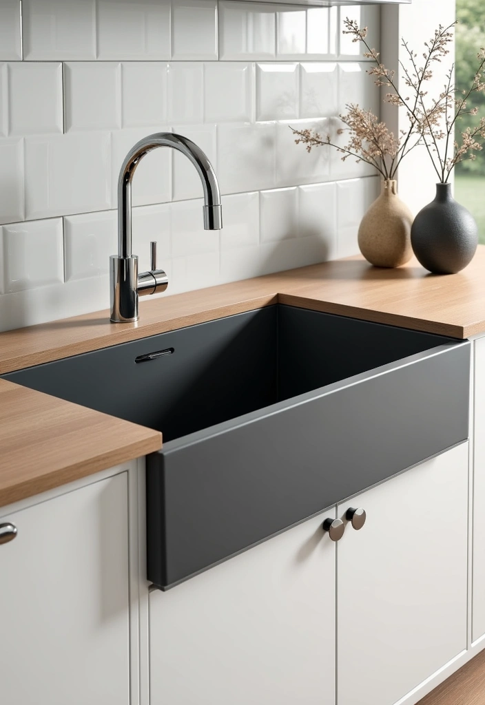 28 Kitchen Sink Paint Ideas That Will Transform Your Cooking Space (You Won't Believe #15!) - 13. Sleek Charcoal for a Modern Twist