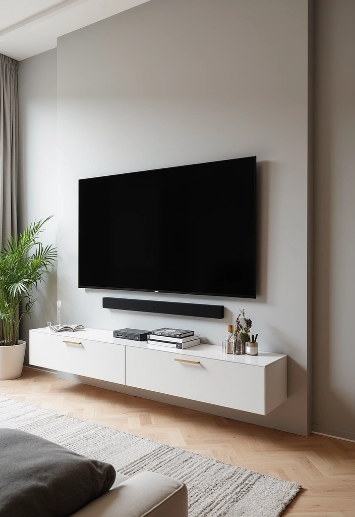 28 Modern Living Room TV Wall Ideas That'll Make You Rethink Your Space! - 11. Tech-Savvy Wall with Hidden Cables