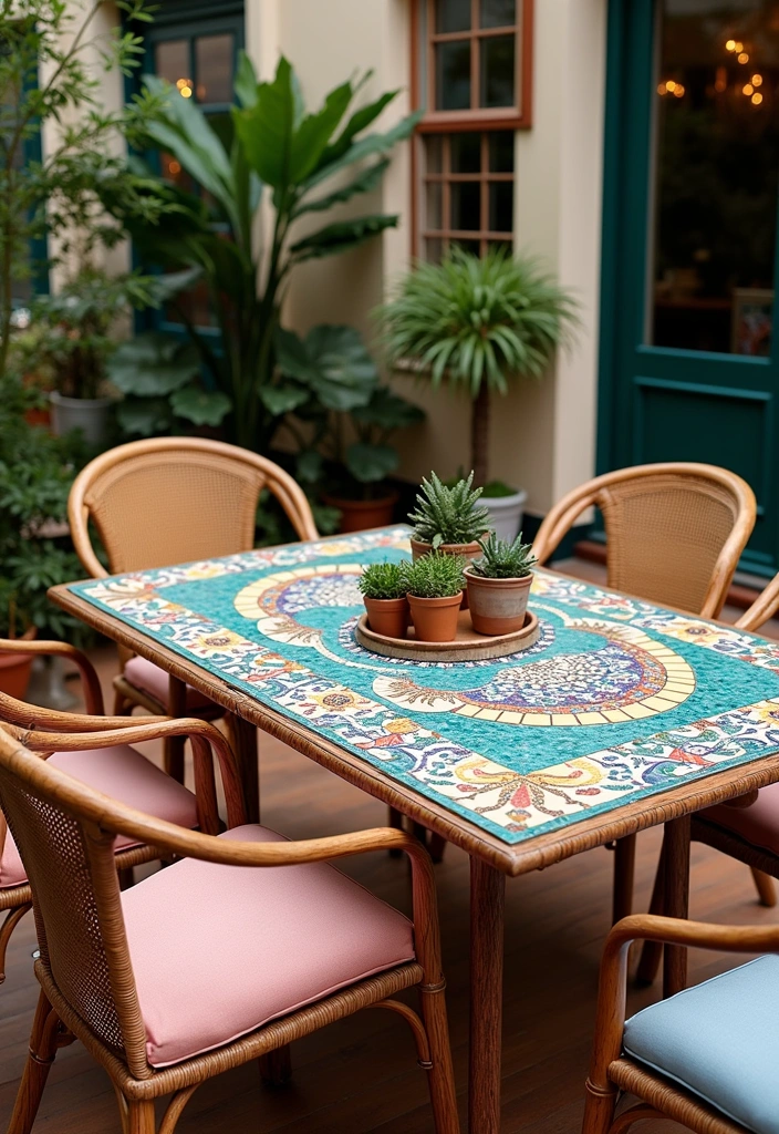 28 Outdoor Patio Ideas That'll Make You Want to Host Every Weekend! - 10. Artistic Mosaic Table