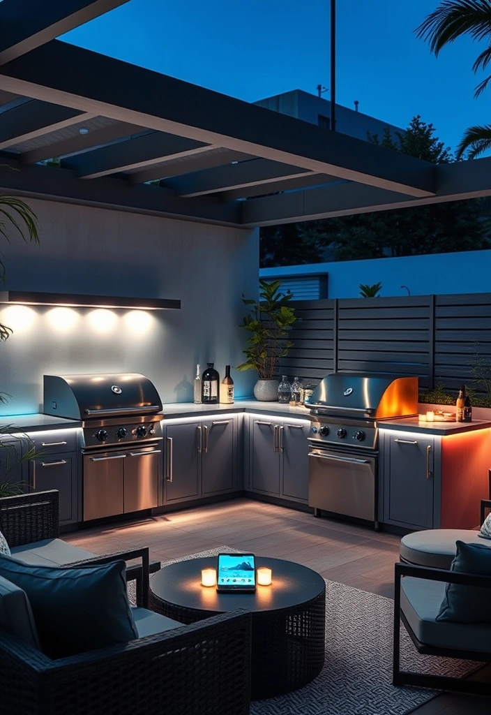 22 Best Outdoor Grill Station Ideas That'll Make You the BBQ King or Queen! - 15. Smart Outdoor Kitchen with Technology