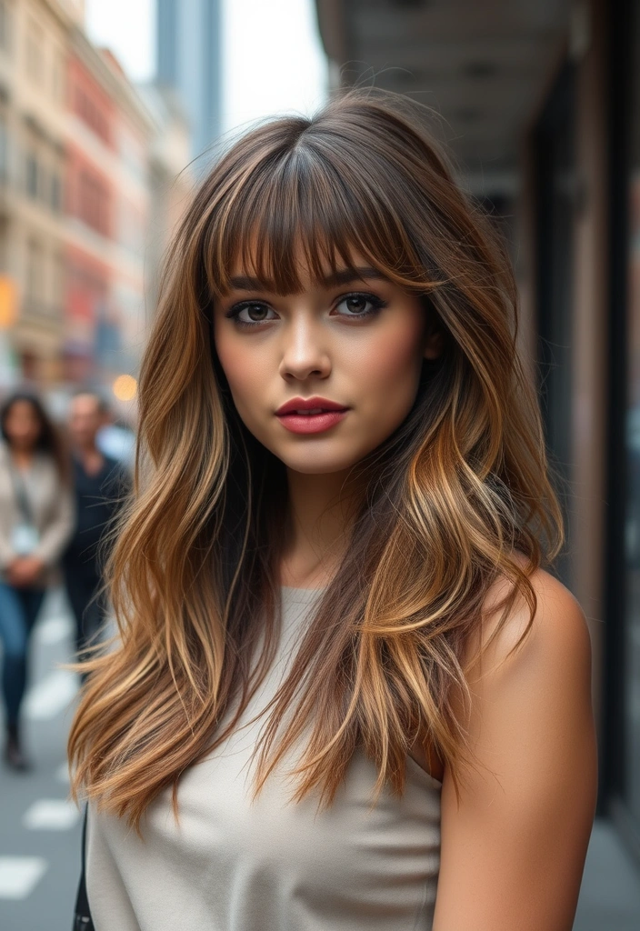 20 Dazzling Textured Haircuts That Will Transform Your Look Instantly! - 15. Textured Bangs with Long Layers