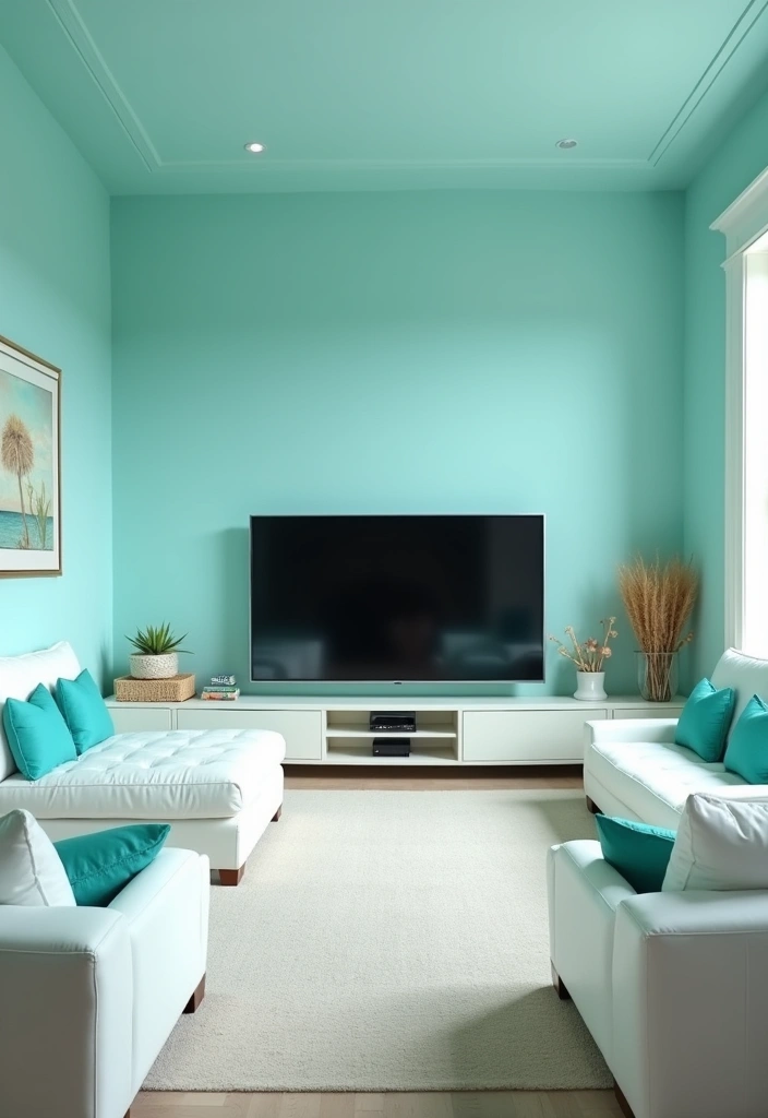 26 Best Paint Colors for Media Room That Will Transform Your Viewing Experience! - 6. Cool Aqua