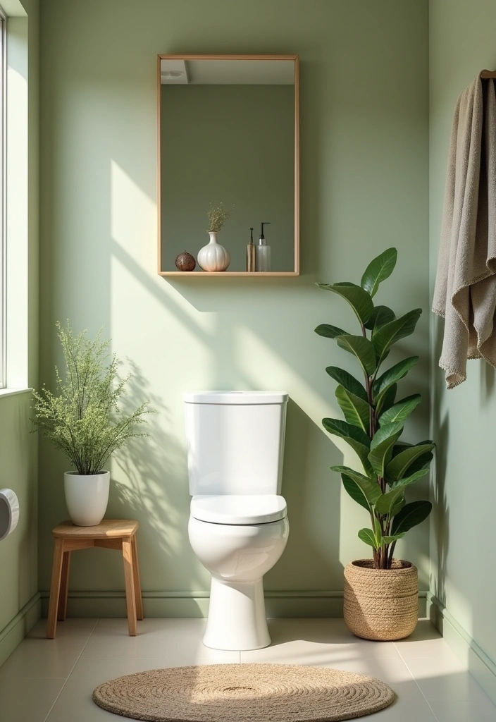 24 Best Paint Colors for a Small Bathroom That'll Make It Feel Spacious! - 22. Light Olive Green