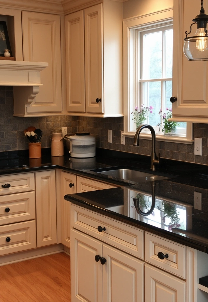 25 Stunning Colors That Pair Perfectly with Black Granite Countertops (You Won't Believe #13!) - 17. Classic Beige