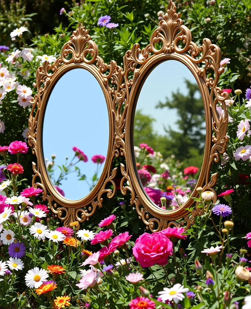 25 DIY Yard Art Ideas That'll Transform Your Garden into a Masterpiece! - 27. Whimsical Garden Mirrors