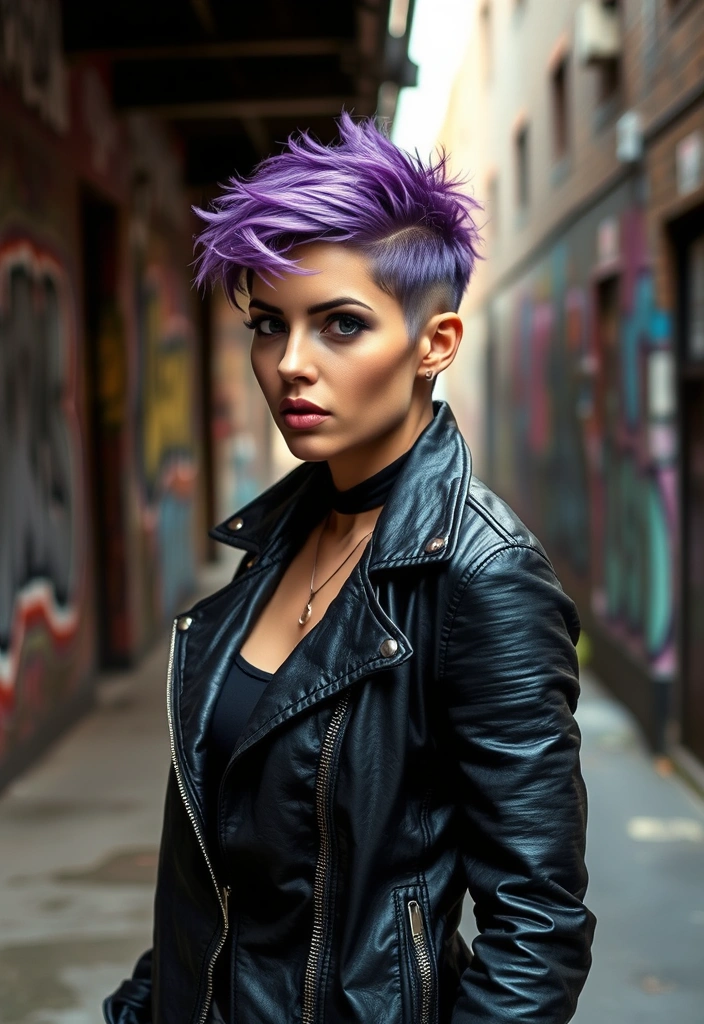 21 Vibrant Hairstyles for Purple Hair That'll Turn Heads Everywhere! - 8. Spiky Purple Pixie