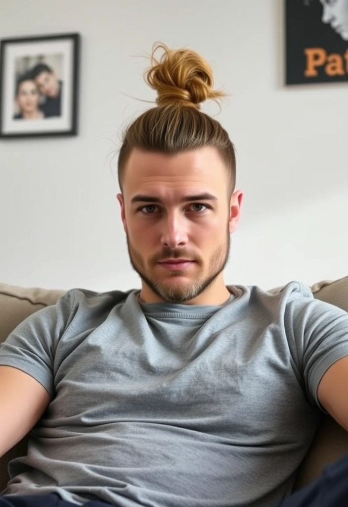 21 Best Boyfriend Hair Ideas That Will Make Him Look Irresistible! - 7. Messy Top Knot