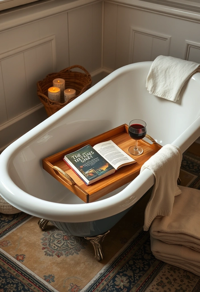 25 Moody Vintage Bathroom Decor Ideas That'll Transform Your Space! - 5. Vintage Bathtub Tray