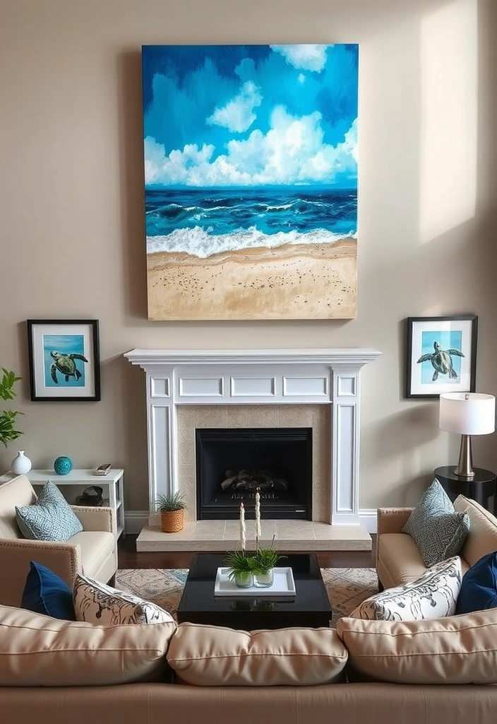 21 Modern Coastal Home Decor Ideas That'll Make Your Home Feel Like a Beach Getaway! - 3. Ocean-Inspired Artwork