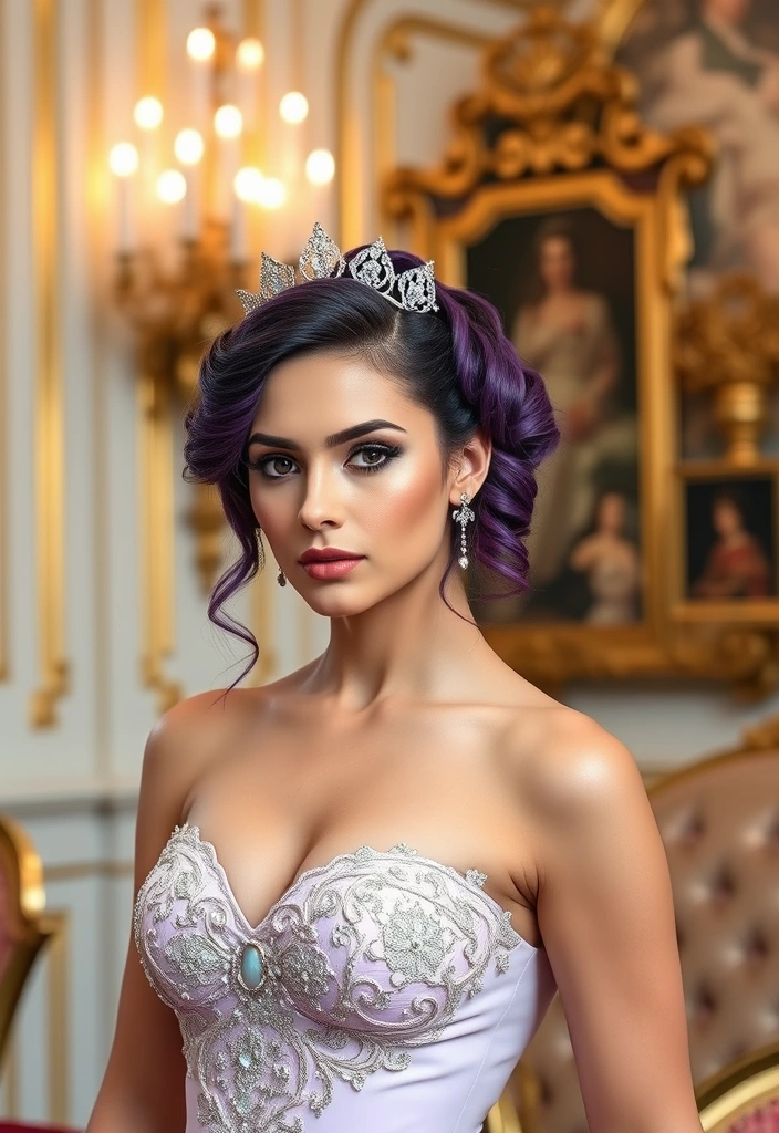 21 Vibrant Hairstyles for Purple Hair That'll Turn Heads Everywhere! - 12. Twisted Purple Crown