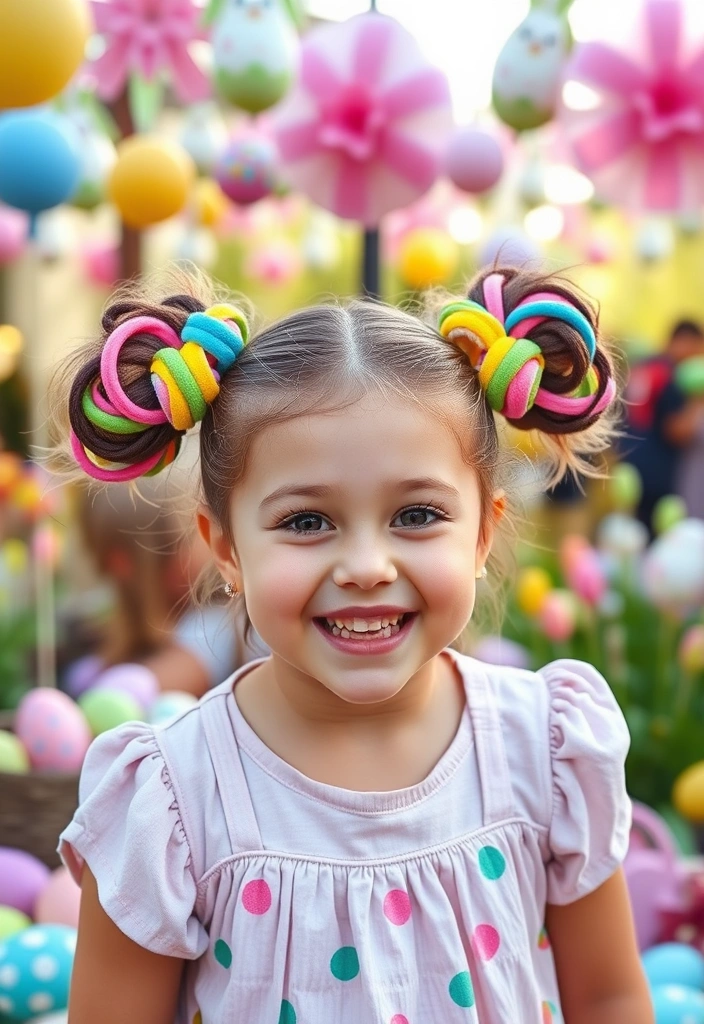 15 Beautiful Festive Easter Hairstyles That Will Turn Heads This Spring! - 12. Colorful Space Buns