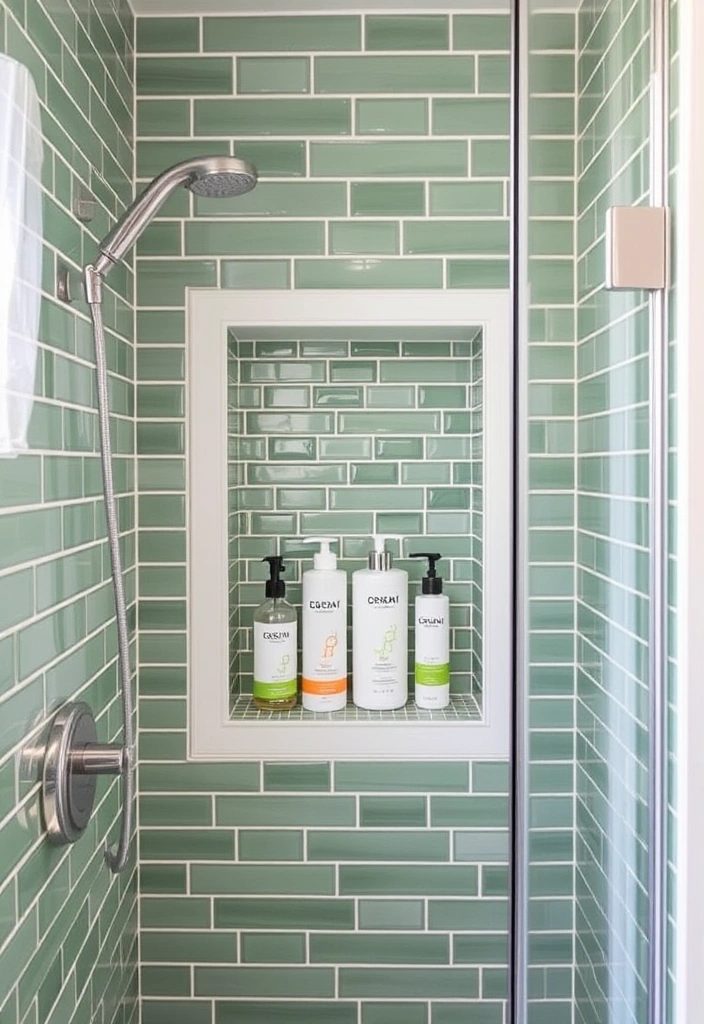 21 Green Bathroom Design Trend Ideas That'll Refresh Your Space (You Won't Believe #7!) - 17. Green Shower Niches