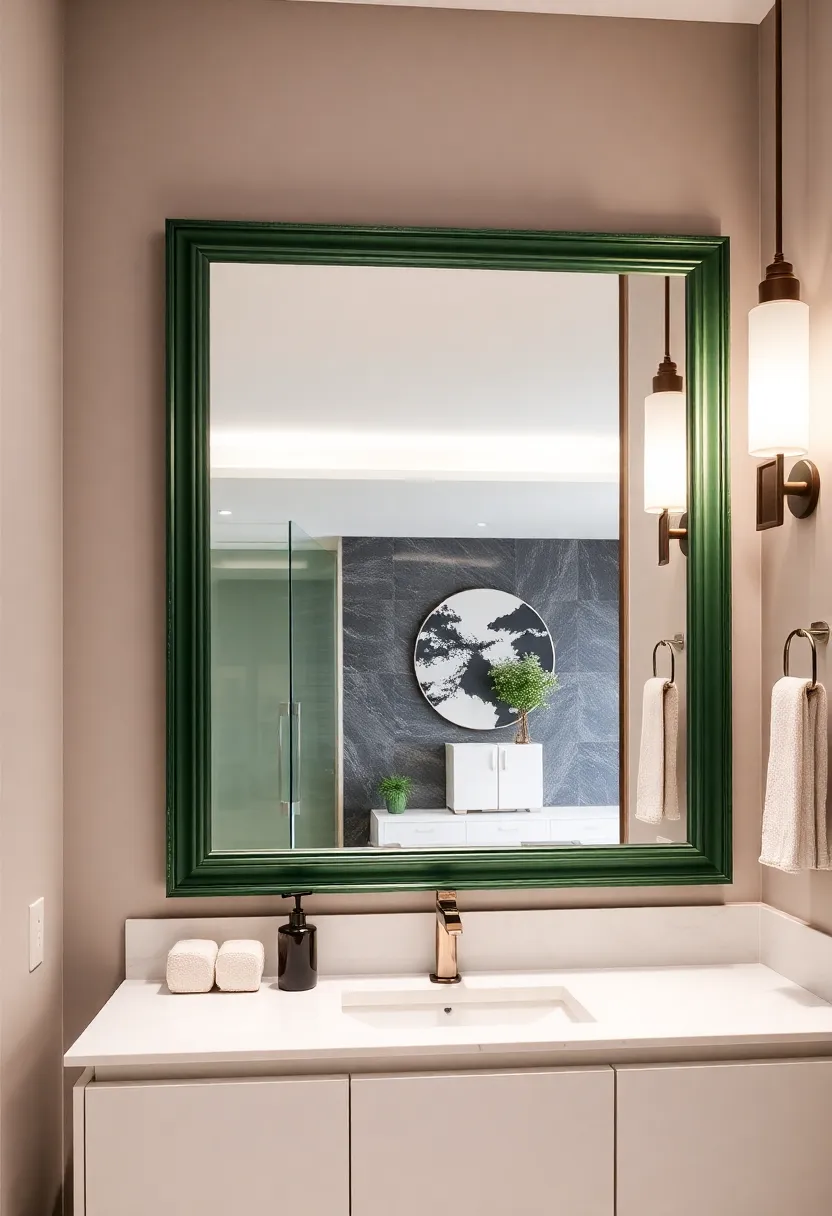 21 Green Bathroom Design Trend Ideas That'll Refresh Your Space (You Won't Believe #7!) - 11. Green Mirrors