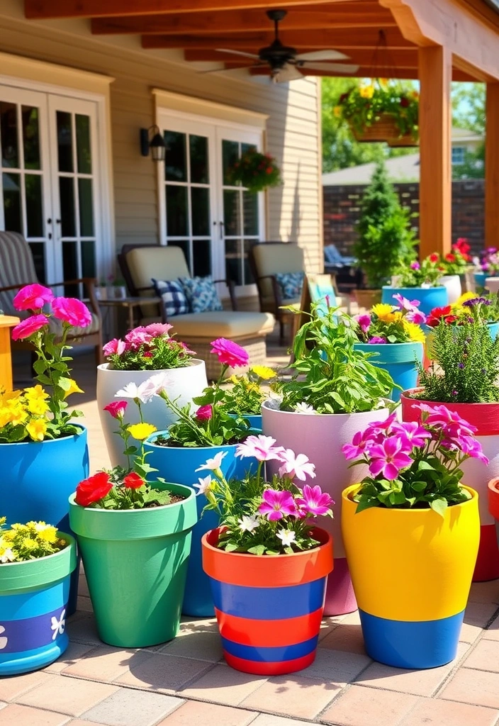 20 Stunning Back Patio Ideas on a Budget That Will Transform Your Outdoor Space! - 13. Painted Flower Pots