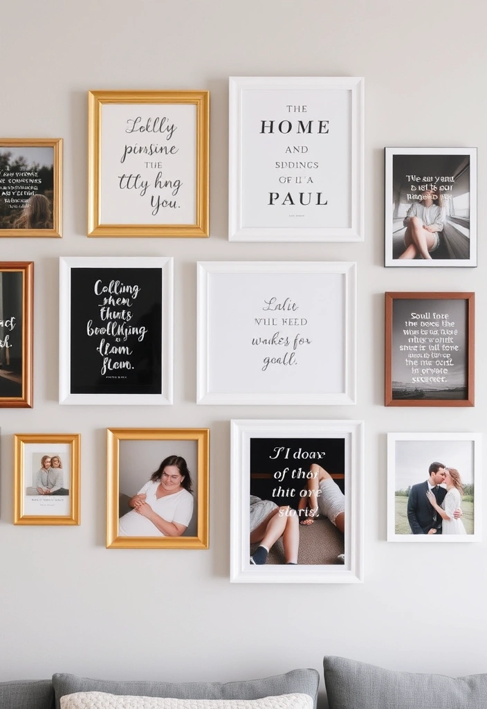 21 Inspiring Photo Wall Ideas That Will Transform Your Space! - 10. The Inspirational Quotes