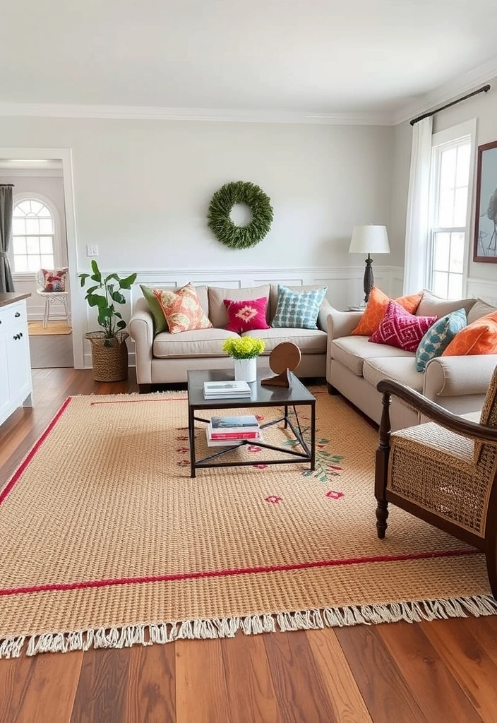 22 Charming Farmhouse Living Room Ideas That Will Steal Your Heart! - 7. Layered Rugs