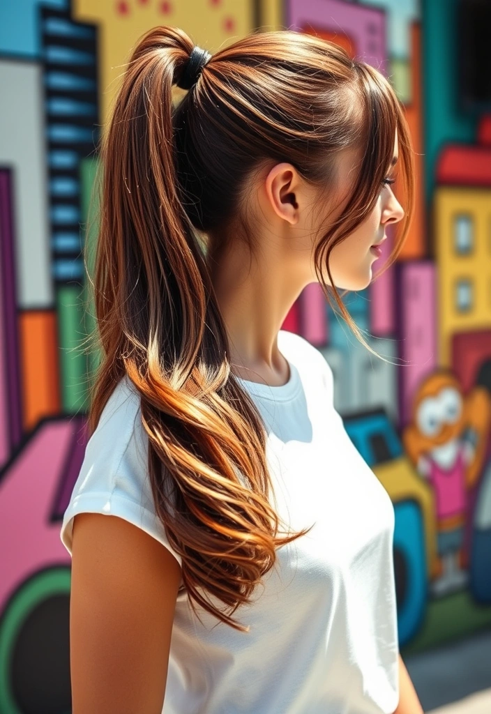 20 Bright Sun-Kissed Brunette Hair Ideas That Will Leave You Breathless! - 12. Sunlit Brunette Ponytail