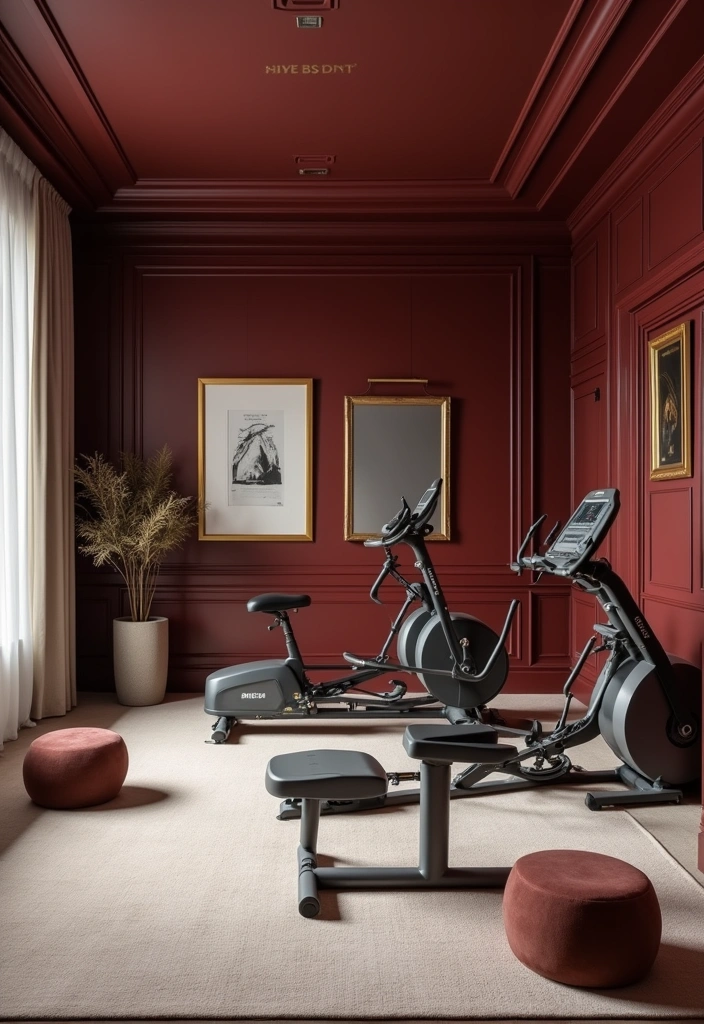 28 Best Paint Colors for Your Home Gym That’ll Transform Your Workout Mood! - 10. Bold Burgundy