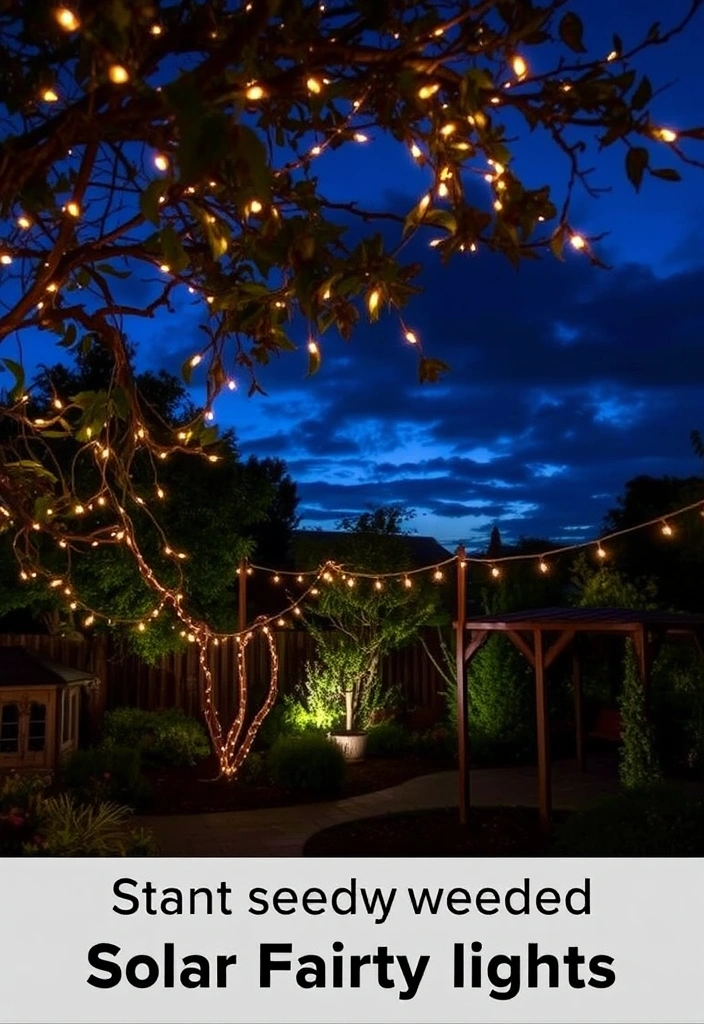 25 DIY Yard Art Ideas That'll Transform Your Garden into a Masterpiece! - 9. Solar-Powered Fairy Lights