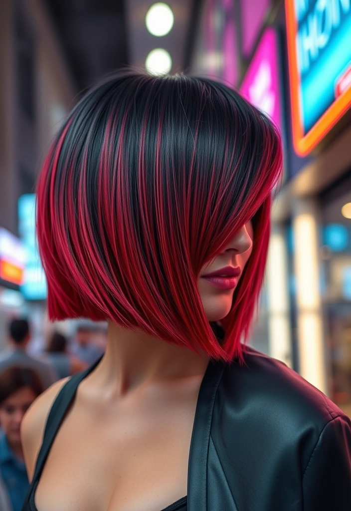 15 Fancy Dip-Dye Hair Color Ideas That Will Transform Your Look! - 4. Bold Red and Black Contrast