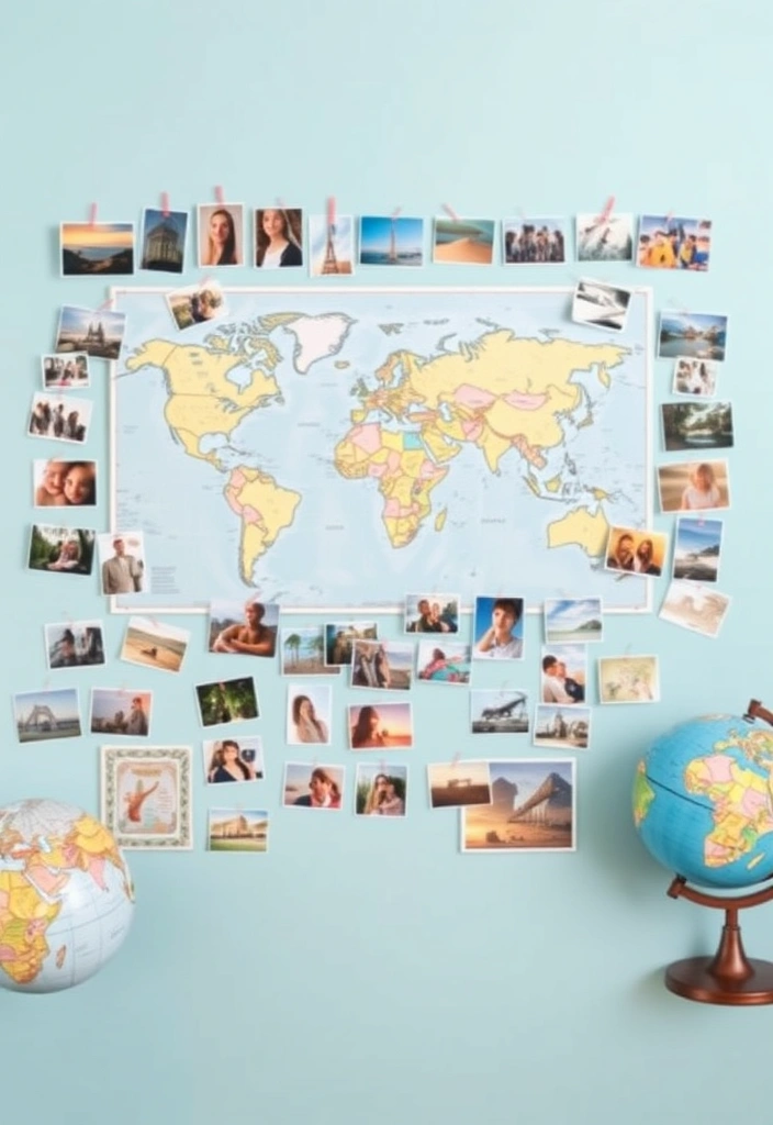 21 Inspiring Photo Wall Ideas That Will Transform Your Space! - 13. The Travel Map