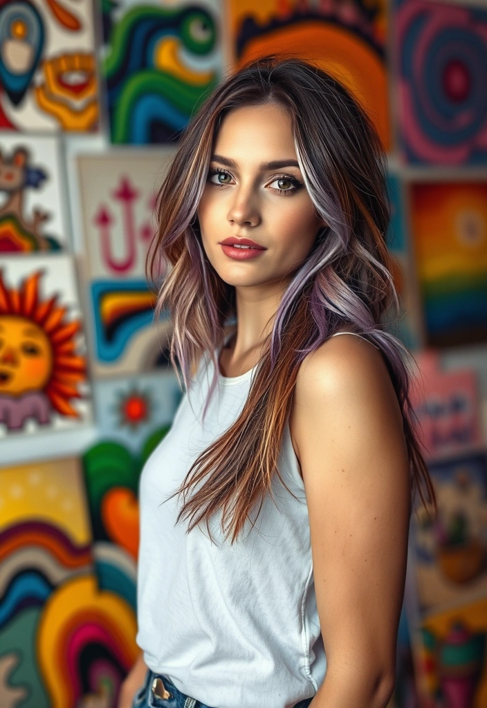 20 Bright Sun-Kissed Brunette Hair Ideas That Will Leave You Breathless! - 18. Brunette Hair with Subtle Lavender Hues