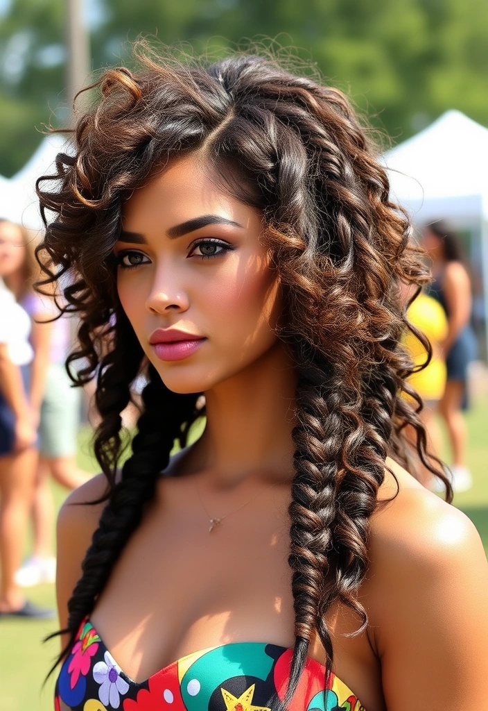 15 Twisty Curly Shag Hairstyles That Will Make Heads Turn! - 13. Curly Shag with Braided Accents