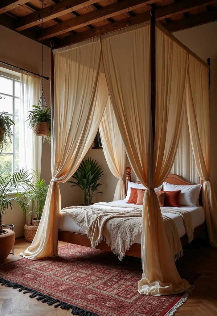 24 Unique Dark Boho Bedroom Inspirations That Will Transform Your Space! - 9. Canopy Beds