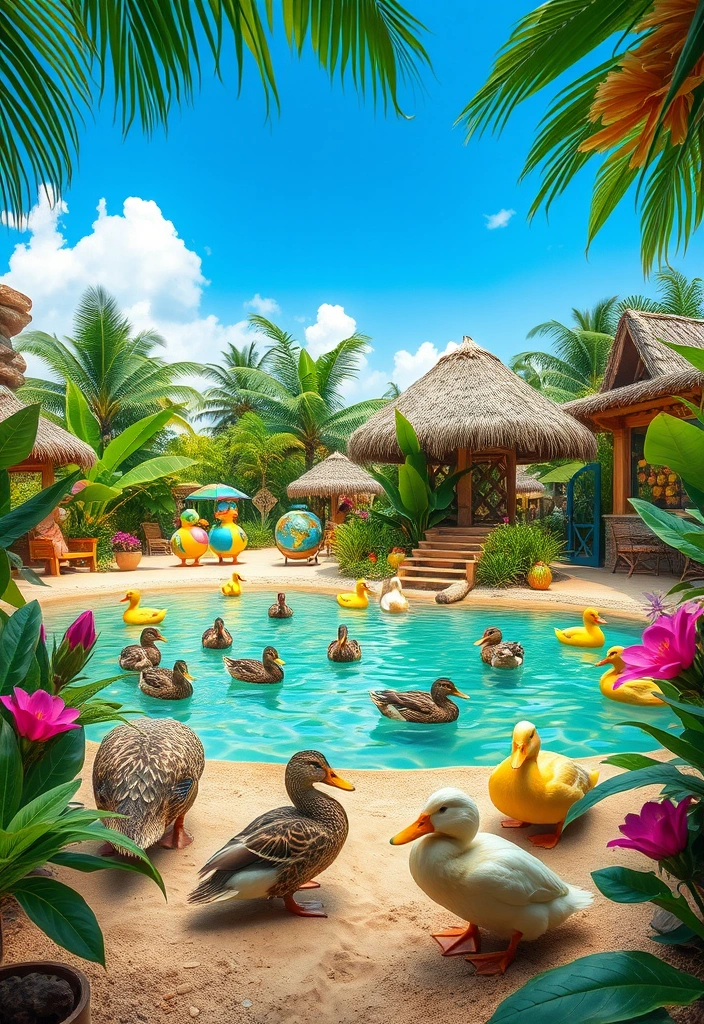 22 Best DIY Duck Enclosure Ideas That Will Make Your Ducks Feel Right at Home! - 12. Tropical Duck Retreat