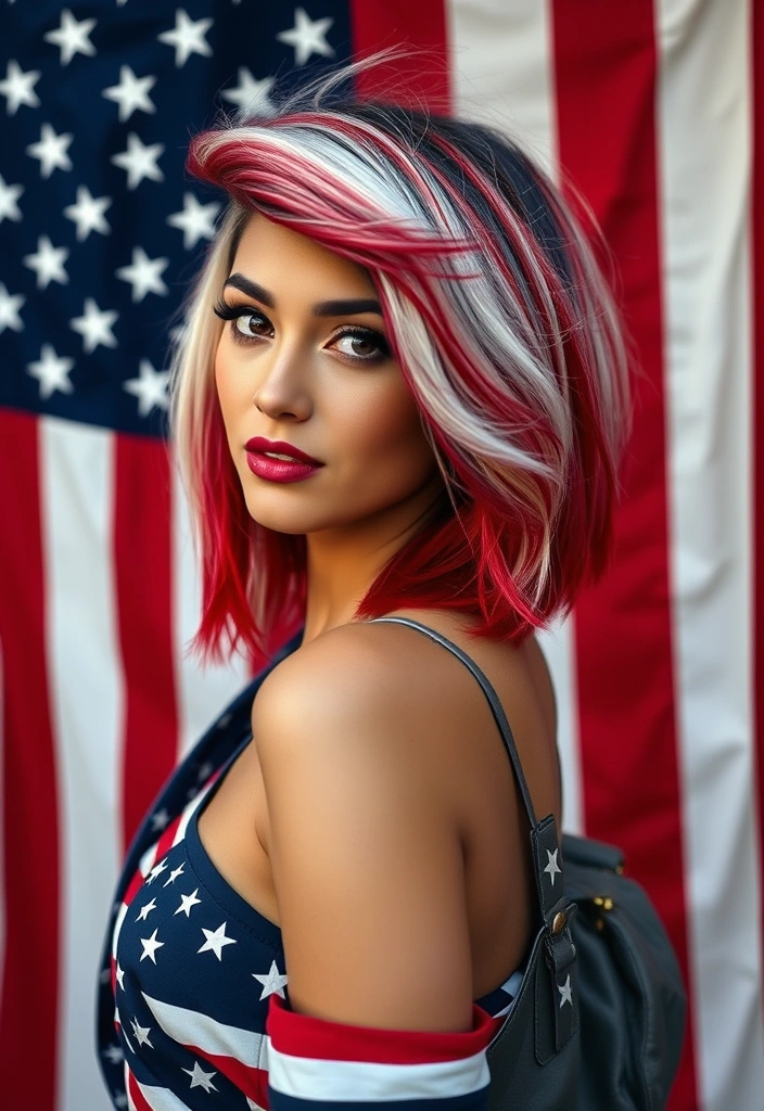 21 Patriotic and Stylish 4th of July Hairstyles That'll Make You Shine! - 7. Red, White, and Blue Ombre