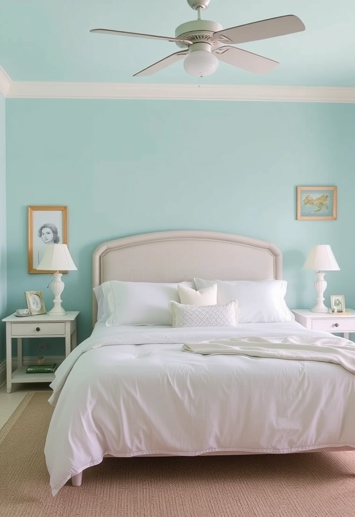 22 Romantic Bedroom Paint Colors That'll Make You Fall in Love Again! - 15. Light Aqua - A Touch of Serenity