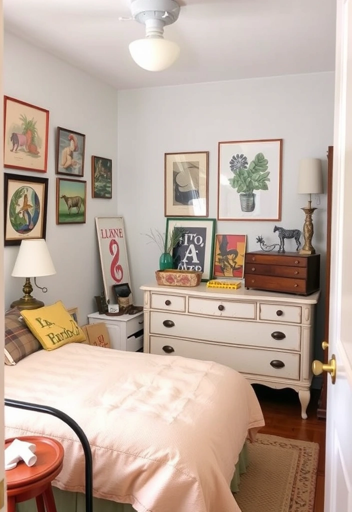 25 Charming Small Bedroom Decor Ideas for Women That Will Transform Your Space! - 21. Incorporate Vintage Finds for Unique Charm