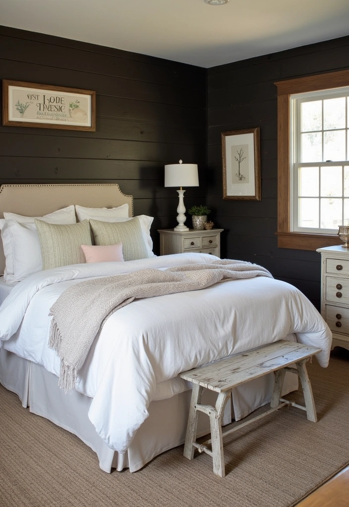 26 Dark Wood Bedroom Ideas That'll Make You Want to Curl Up for Days! - 7. Farmhouse Charm