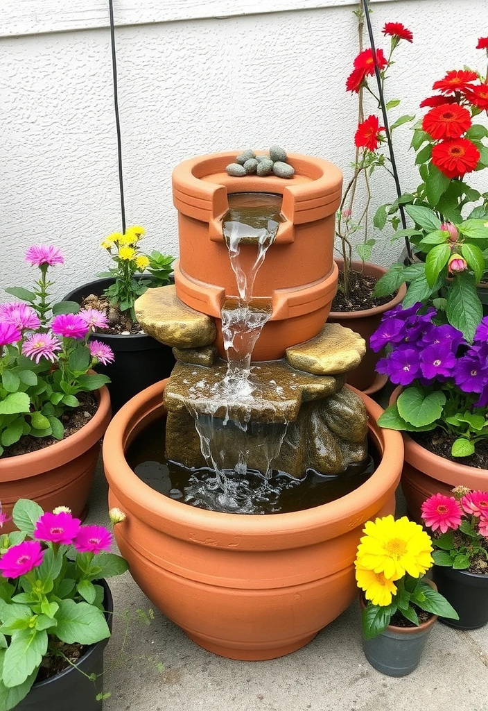 25 Small Garden Waterfalls Ideas That Will Transform Your Backyard into a Paradise! - 9. Compact Container Waterfall