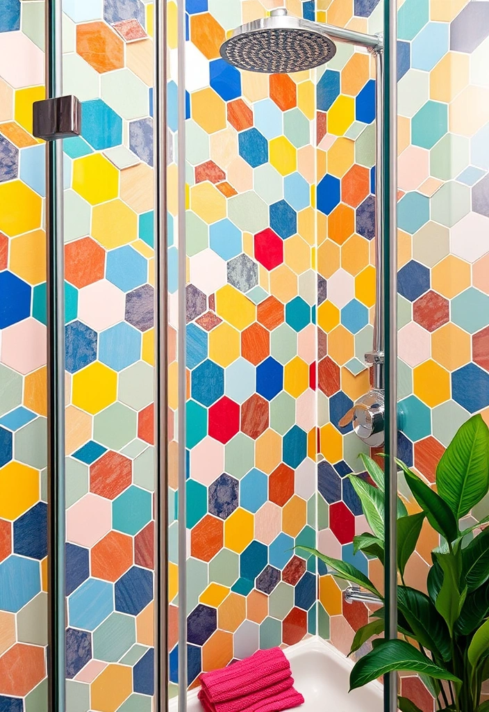 15 Creative Shower Tile Designs for Small Bathrooms (You’ll Want to Steal #12!) - 1. Geometric Patterns