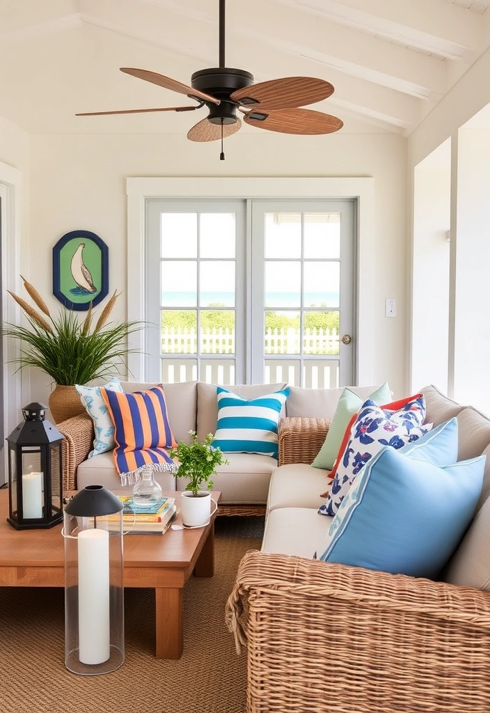 22 Modern Coastal Living Room Ideas That Will Make You Feel Like You're on Vacation! - 21. Outdoor-Inspired Accessories