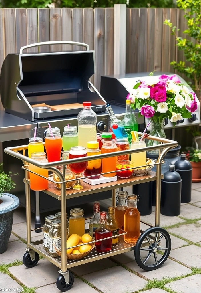 24 Cheap Outdoor Kitchen Ideas That Will Transform Your Backyard into a Culinary Paradise! - 4. Portable Outdoor Bar Cart