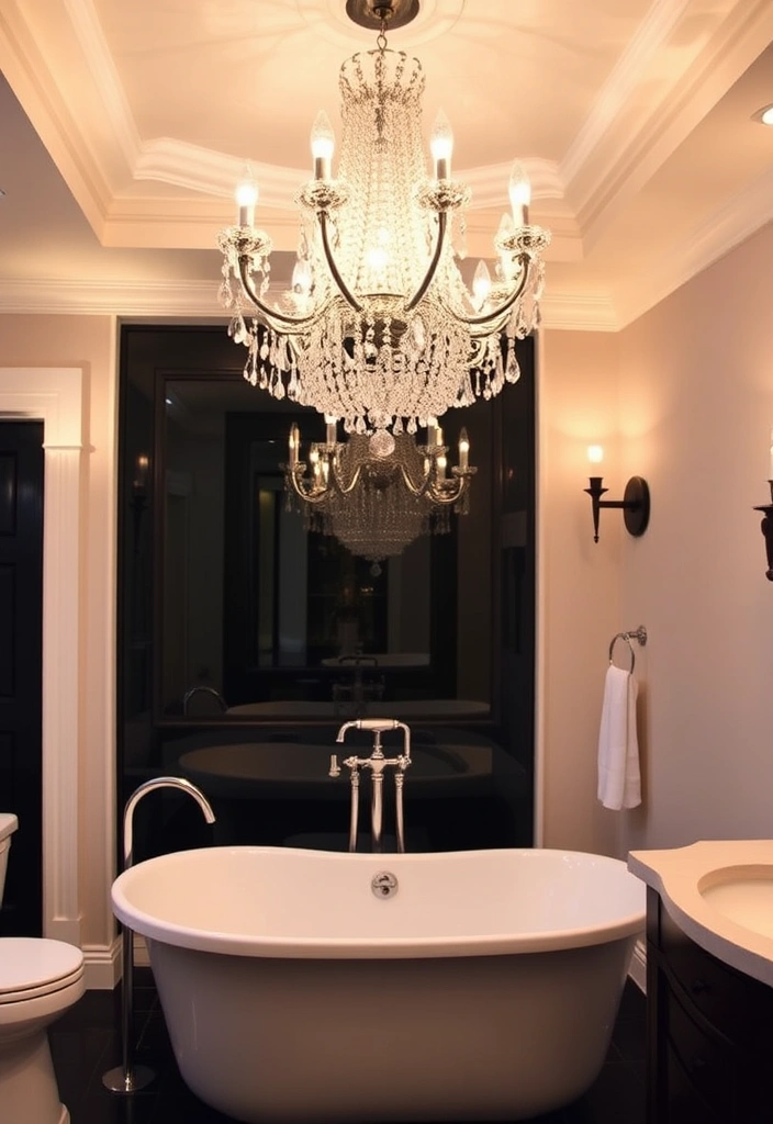 26 Stunning Black And White Bathroom Designs That Will Leave You Speechless! - 10. Elegant Lighting